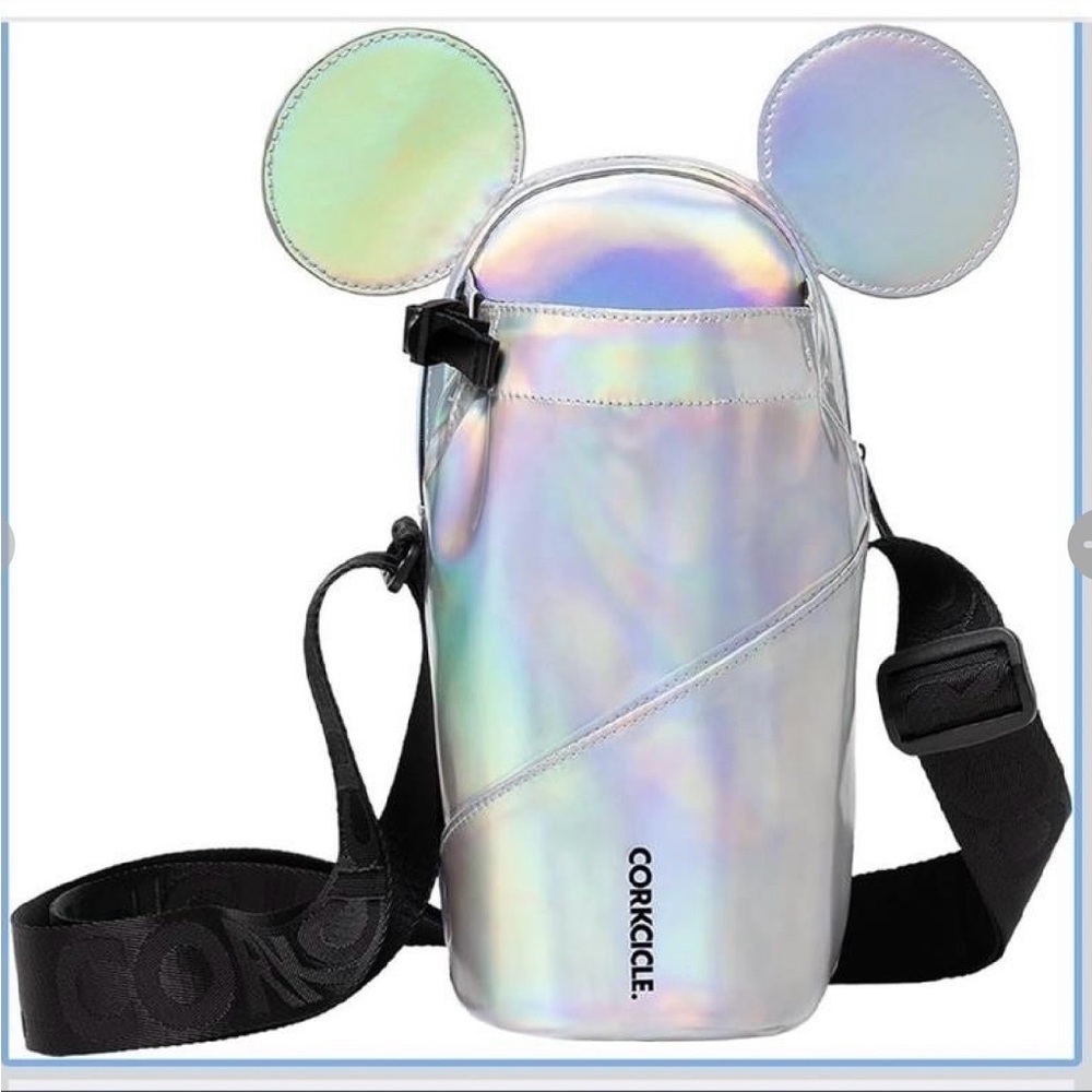 NWT Disney 100 Corkcicle Mickey Mouse Crossbody Sling Bag Iridescent Silver
